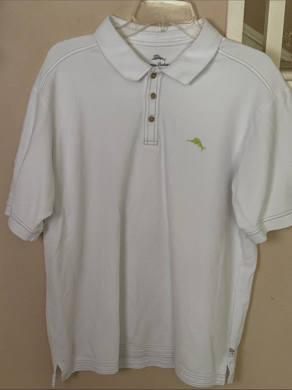 Tommy Bahama White Polo with Lime Embroidered Marlin